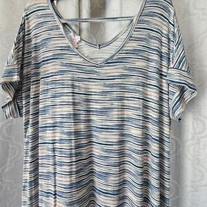 Lularoe Macy Striped Blue and White Dress